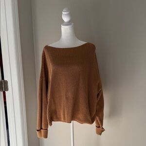 French Connection Tan Off-the-Shoulder Sweater